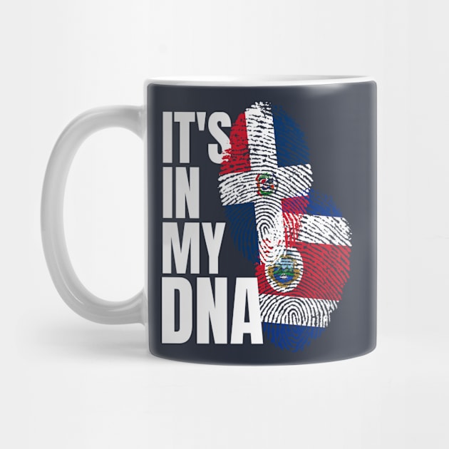 Costa Rican And Dominican Mix DNA Flag Heritage Gift by Just Rep It!!